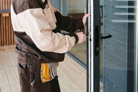 Cleaning And Polishing Glass Door Installation in Southwest Calgary
